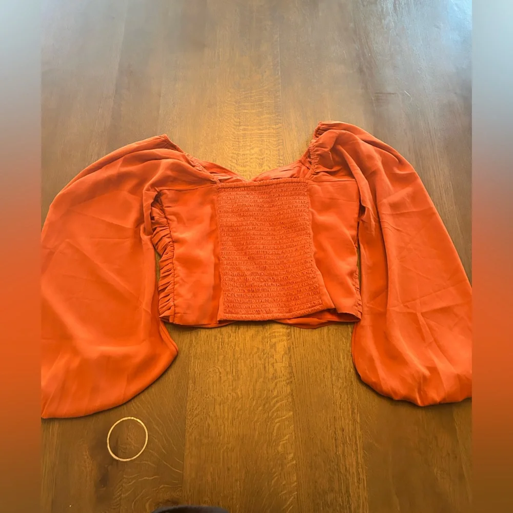 Abercrombie & Fitch NWT rust balloon sleeve shirred front smocked back